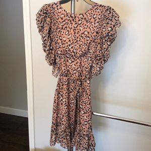 Sugar Lips Blush leopard ruffle mini dress
